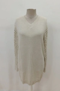 Kadın Uzun Kollu V Yakalı Mini Triko Elbise