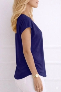 Kadın V Yaka Kısa Kol Dokuma Viskon Kumaş Bluz