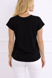 Kadın V Yaka Kısa Kol Dokuma Viskon Kumaş Bluz