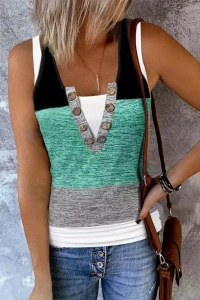 Kadın V Yakalı önden Düğmeli Viskon Bluz