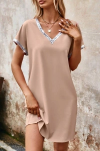 Kadın Yaka Ve Kol Pul Payet şeritli Ithal Krep Elbise