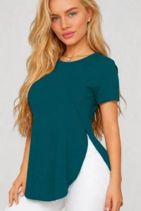 Kadın Yırtmaç Detaylı Viskon Kumaş Bluz