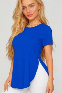 Kadın Yırtmaç Detaylı Viskon Kumaş Bluz