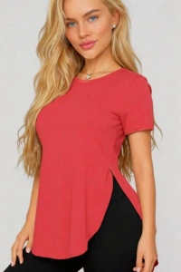 Kadın Yırtmaç Detaylı Viskon Kumaş Bluz