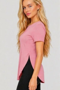 Kadın Yırtmaç Detaylı Viskon Kumaş Bluz