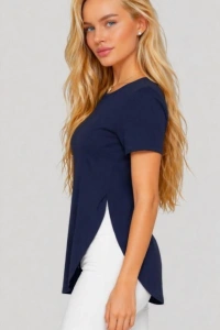 Kadın Yırtmaç Detaylı Viskon Kumaş Bluz