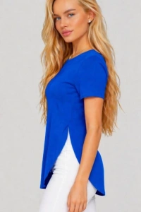 Kadın Yırtmaç Detaylı Viskon Kumaş Bluz