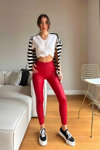 Kadın Yüksek Bel Içi şardonlu Fırsat ürün Toparlayıcı Tayt