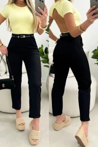 Kadın Yüksek Bel Kemersiz Ithal Krep Pantolon