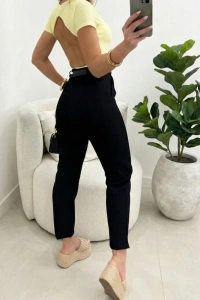 Kadın Yüksek Bel Kemersiz Ithal Krep Pantolon