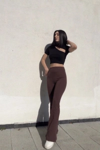 Kadın Yüksek Bel Krep Kumaş Bol Paça Pantolon