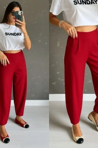 Kadın Yüksek Bel Krep Pantolon