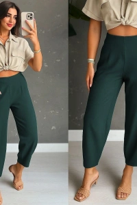 Kadın Yüksek Bel Krep Pantolon