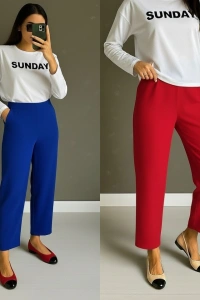 Kadın Yüksek Bel Krep Pantolon