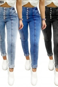 Kadın Yüksek Bel önden Düğmeli Jean Pantolon