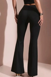 Kadın Yüksek Bel Tokalı Ispanyol Paçalı Dalgıç Pantolon