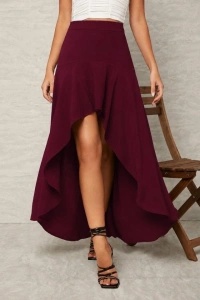 Kadın Yüksel Bel önden Asimetrik Detaylı Sandy Etek