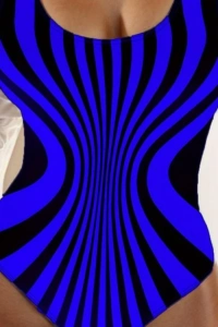 Kadın Yuvarlak Yaka Askılı Zebra Desen Baskılı Dalgıç Mayo