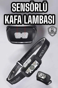 Kafa Lambası Kamp Lambası Sensörlü Şarjlı Ayarlanabilir