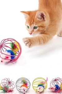 KAFESLI FARELI KEDI KÖPEK OYUN TOPU