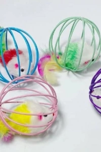 KAFESLI FARELI KEDI KÖPEK OYUN TOPU