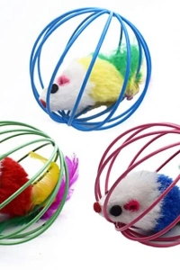 KAFESLI FARELI KEDI KÖPEK OYUN TOPU