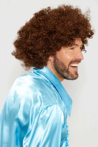 Kahve Renk Kıvırcık Afro Bonus Peruk