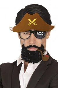 Kahve Şapkalı Pipolu Jack Sparrow Gözlüğü