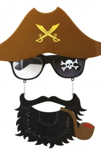 Kahve Şapkalı Pipolu Jack Sparrow Gözlüğü