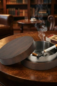 Kahverengi Bambu Kapaklı Küllük