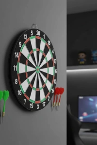 Kaliteli Ahşap Dart Tahtası 12 İnç 4 Dart Ok Seti