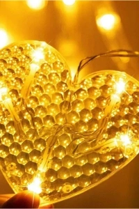 Kalp Perde Led Işık 3m 6 Sıra 12 Adet Gün Işığı