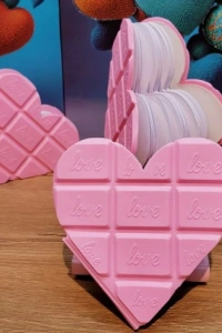 Kalpli Çikolata Not Defteri Pembe Renk