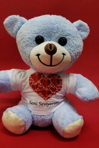 Kalpli Seni Seviyorum Yazılı Tişörtlü Peluş Ayıcık