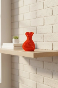 Kalpli Turuncu Dekoratif Vazo 11 cm Modern Şık Masaüstü Aksesuar