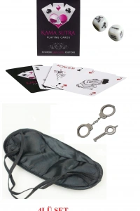 Kamasutra Aşk Seti - Kelepçe - Zar- Kart - Göz Bandı