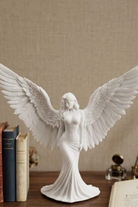 Kanatlı Melek Figürü 3D Baskı Dekoratif Heykel Biblo Ev Ofis Aksesuarı