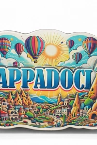 Kapadokya Temalı Ahşap Buzdolabı Magneti Model 1