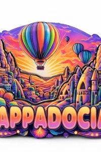 Kapadokya Temalı Ahşap Buzdolabı Magneti Model 2