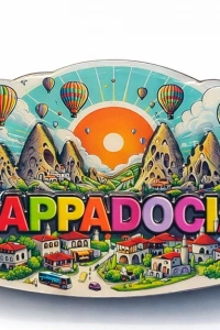 Kapadokya Temalı Ahşap Buzdolabı Magneti Model 5