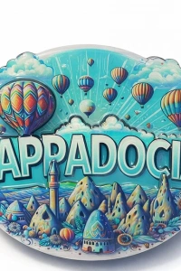 Kapadokya Temalı Ahşap Buzdolabı Magneti Model 6