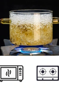 Kapaklı Borosilikat Cam Tencere Seti