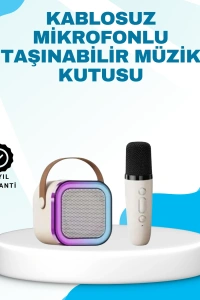 Karaoke Mikrofon Hoparlör Seti Bluetooth Kablosuz Taşınabilir