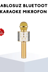 Karaoke Mikrofonu Bluetooth USB AUX Girişli Yankı Efektli