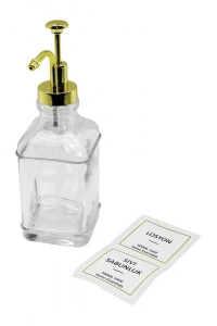 KARE CAM ŞİŞE ŞEFFAF DAMLATMAZ YAĞDANLIK 500ML POMPA MUSLUK AYRIK MODEL BAŞLI