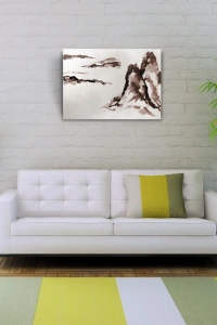 Karla Kaplı Kayalıklar Yağlıboya Kanvas Tablo 50 x 70