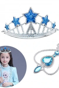 Karlar Ülkesi Elsa Yıldız Mavi Taç ve Asa Seti