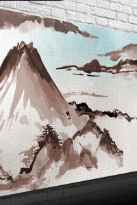 Karlı Dağlar Gri Bulutlar Yağlıboya Kanvas Tablo 50 x 70