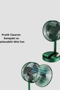Katlanabilir Mini Fan – 3 Kademeli Soğutma, Şarjlı