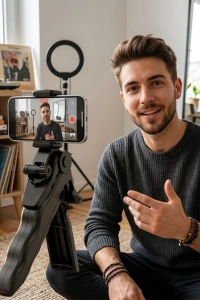 Katlanabilir Telefon Standı Mini Tripod Masaüstü Video Çekim Tutucu